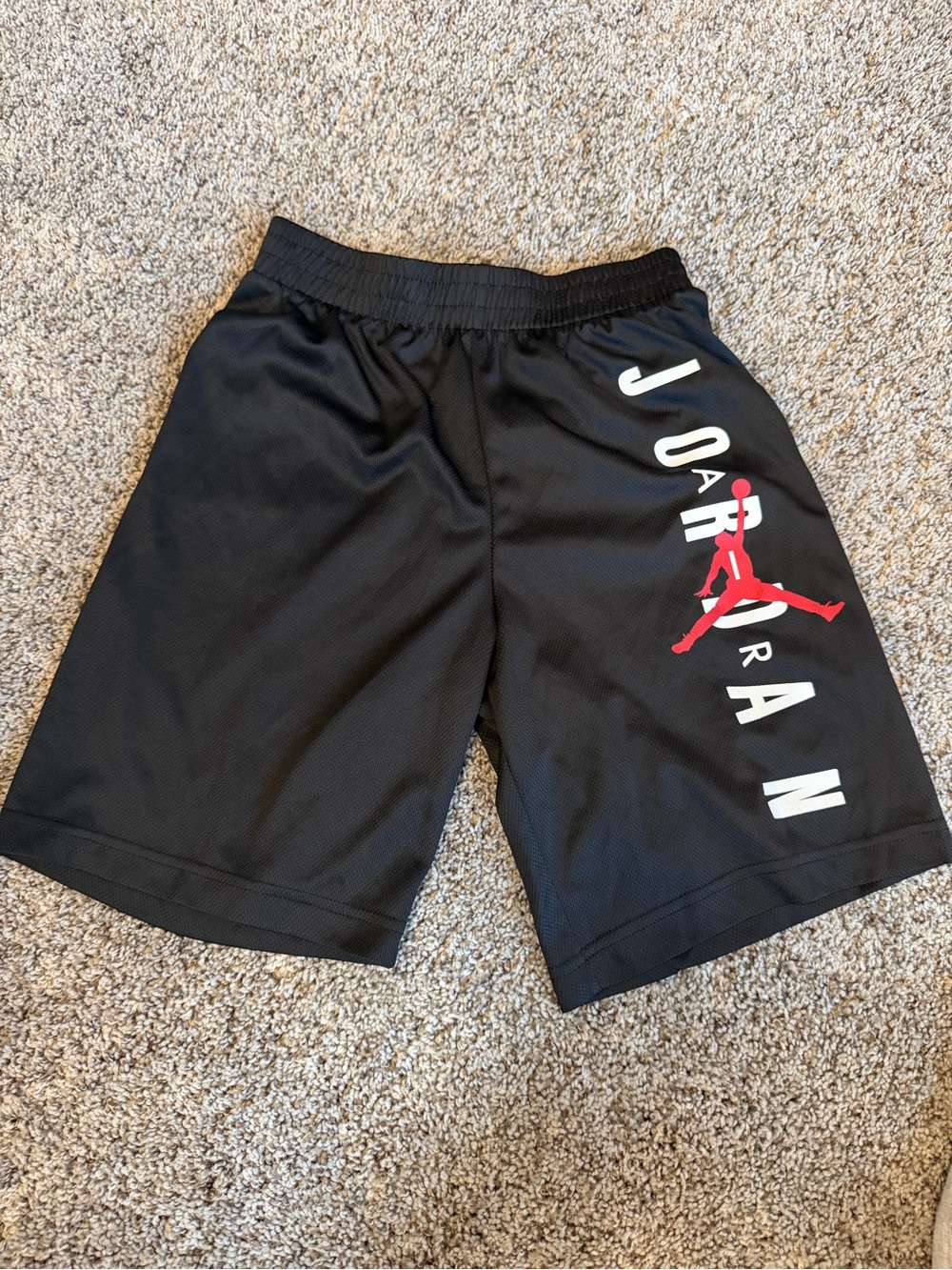Jordan Black Shorts with Red Jumpman and White Lettering